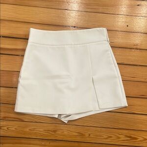 Zara White Skorts with Asymmetrical Overlay